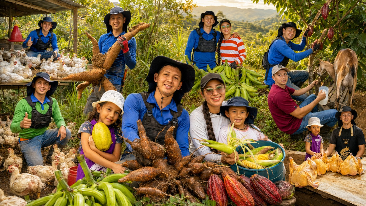 Familia Los Barrerita y los productos de su finca